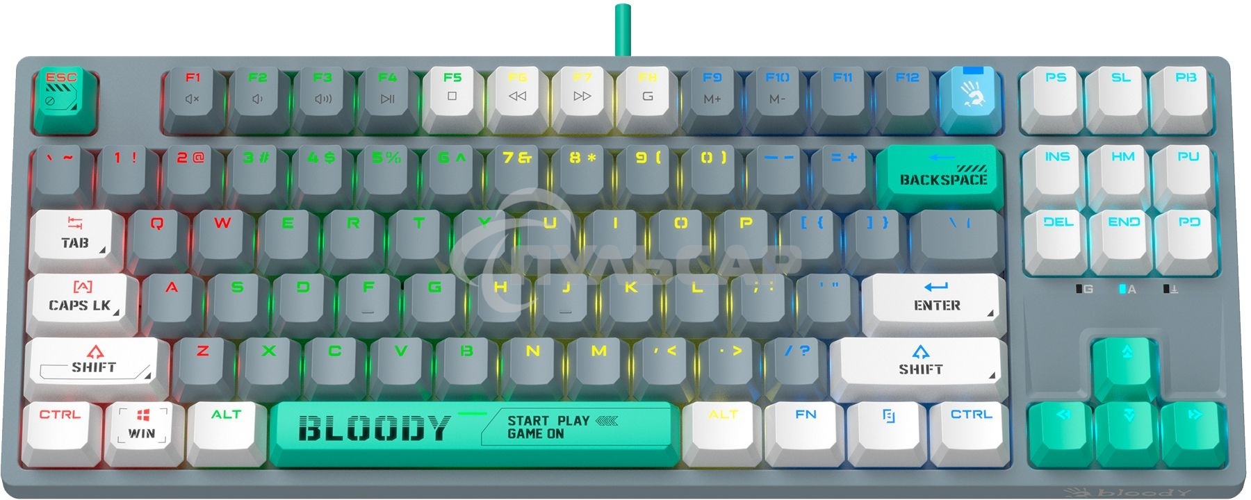 Клавиатура проводная A4Tech Bloody S87 Energy USB серый/зеленый