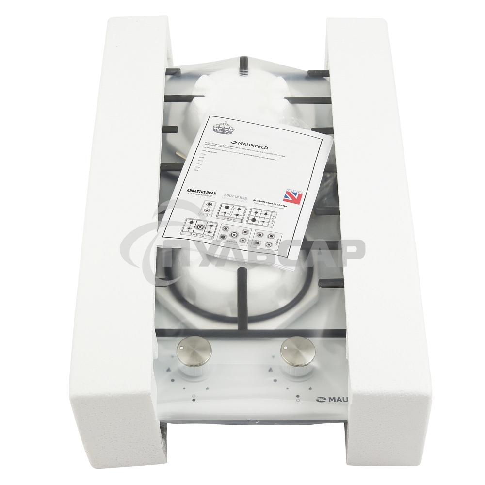 Газовая варочная панель Maunfeld EGHE.32.3EW/G Домино, • Тип: газовая 30см • Тип установки: независимая • Управление: фронтальное, переключатели поворотные • Нагревательный элемент: конфорка, 2шт • Мощность конфорок, Вт: 2600, 1700 • Материал исполнения: 