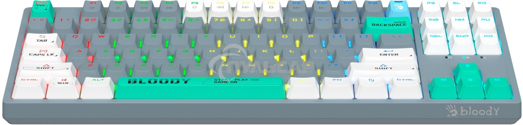 Клавиатура проводная A4Tech Bloody S87 Energy USB серый/зеленый