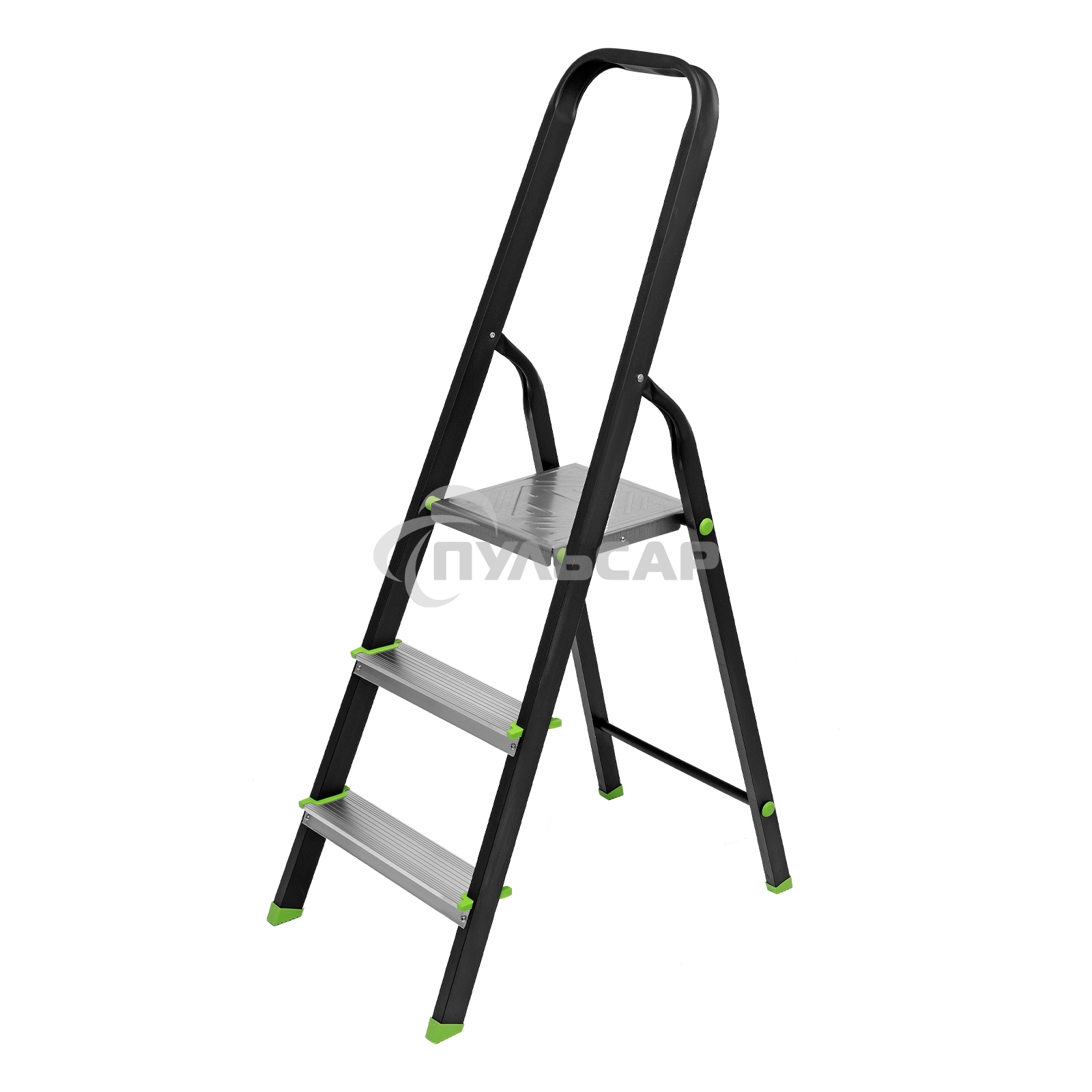 Стремянка, 3 ступени, стальной профиль, алюминиевые ступени, Россия Сибртех 97953