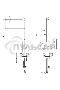 Кухонный смеситель GranFest Quarz GF-Z-5421, Г-образный, кран под фильтрованную воду, темно-серый