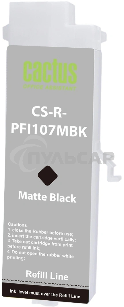 Картридж перезаправляемый струйный Cactus CS-R-PFI107MBK черный матовый для Canon imageProGRAF iPF670/680/685/770/780/785 без чипа