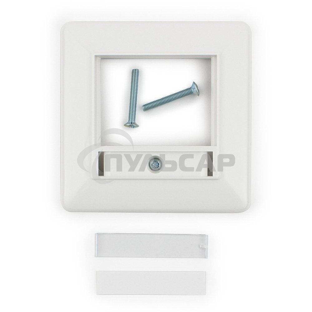 Рамка для розетки квадратная 80x80 евро белая с металл.прокладкой