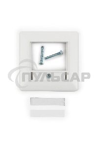 Рамка для розетки квадратная 80x80 евро белая с металл.прокладкой