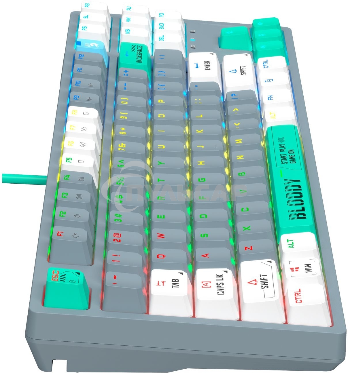 Клавиатура проводная A4Tech Bloody S87 Energy USB серый/зеленый