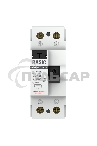 Выключатель дифференциального тока (УЗО) 2п 25А 30мА тип AC Basic (электрон.) EKF elcb-2-25-30e-sim
