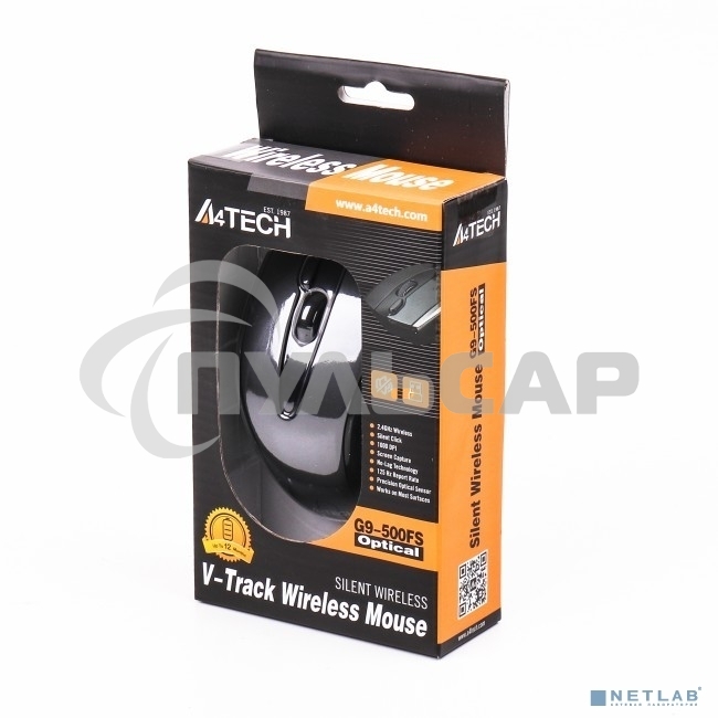 Мышь беспроводная A4Tech G9-500FS черный, 1200 dpi, радиоканал, USB, кнопки - 4