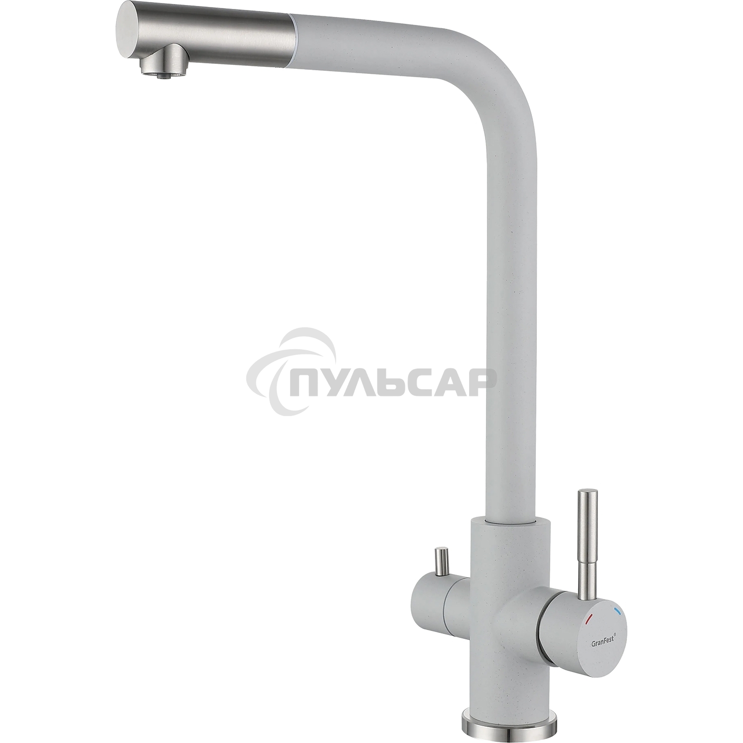 Кухонный смеситель GranFest Quarz GF-Z-5421, Г-образный, кран под фильтрованную воду, серый