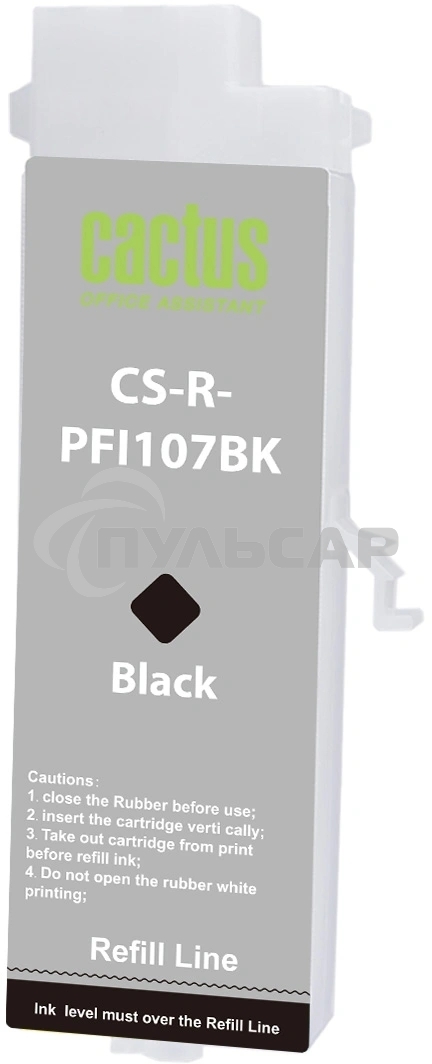 Картридж перезаправляемый струйный Cactus CS-R-PFI107BK черный для Canon imageProGRAF iPF670/680/685/770/780/785 без чипа