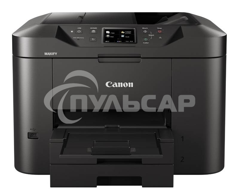 МФУ струйное Canon MAXIFY MB2740, A4, цветной, печ. до 24 стр/мин. (ч/б) 15.5 стр/мин. (цвет), скан. до 18.5 стр/мин (ч/б) 15.5 стр/мин (цет), 600 x 1200 dpi (печать), 1200x1200dpi (скан.), USB, RJ-45, Wi-Fi