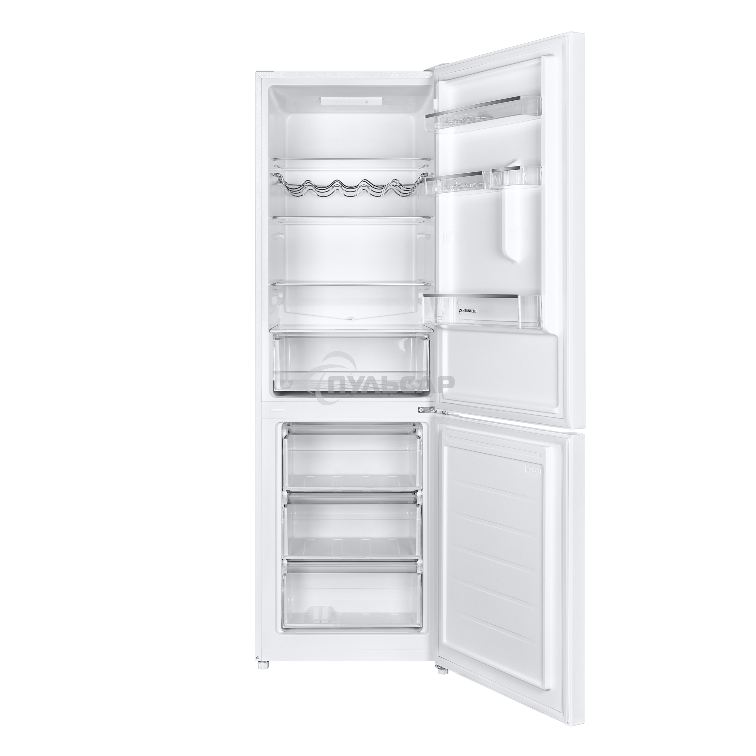 Холодильник Maunfeld MFF185SFW белый двухкамерный 213/104л морозилка снизу