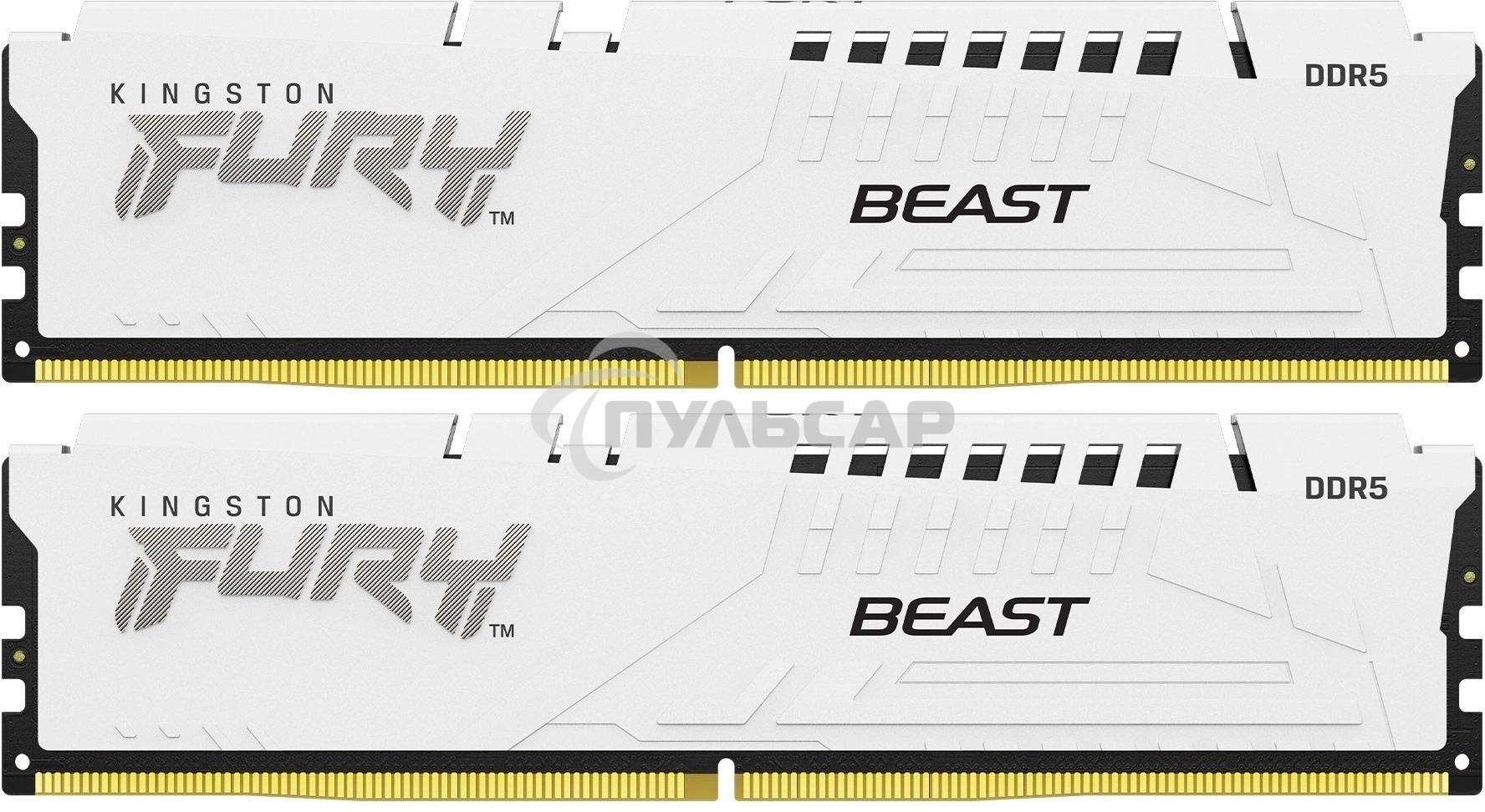 Оперативная память Kingston Fury Beast, DDR5, 32Gb (2x16Gb), 6000MHz, CL30, DIMM, с радиаторами, белый