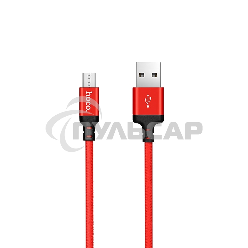 Кабель HOCO X14 USB 2.0, AM/microBM, красно-черный, 1м
