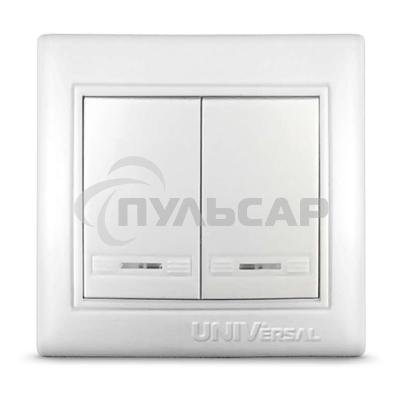 Выключатель 2-кл. СП Севиль 10А IP20 с индик. белый Universal С0123