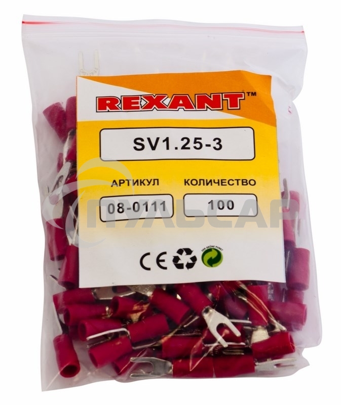 Наконечник вилочный изолированный 3.2 мм 0.5-1.5 мм² (НВи 1.5-3/НВи 1,25-3) красный Rexant