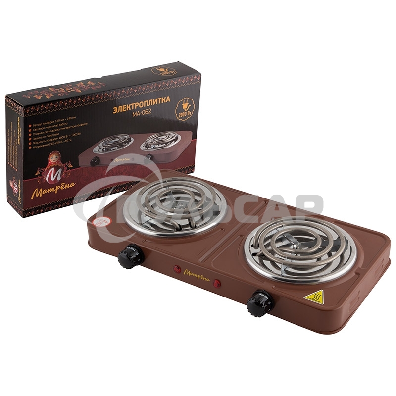 Плита электрическая Матрена МА-062, коричневый, ТЭН, 2 конф.
