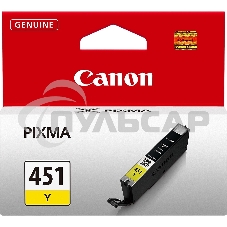 Картридж струйный CLI-451Y (6526B001) для Canon PIXMA iP7240/MG6340/MG5440, Желтый(Yellow), 344стр.