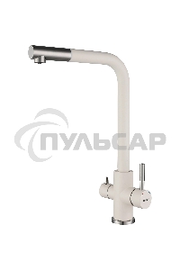 Кухонный смеситель GranFest Quarz GF-Z-5421, Г-образный, кран под фильтрованную воду, белый