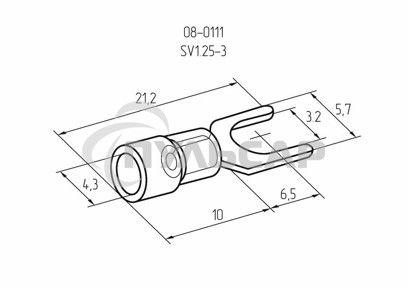 Наконечник вилочный изолированный 3.2 мм 0.5-1.5 мм² (НВи 1.5-3/НВи 1,25-3) красный Rexant