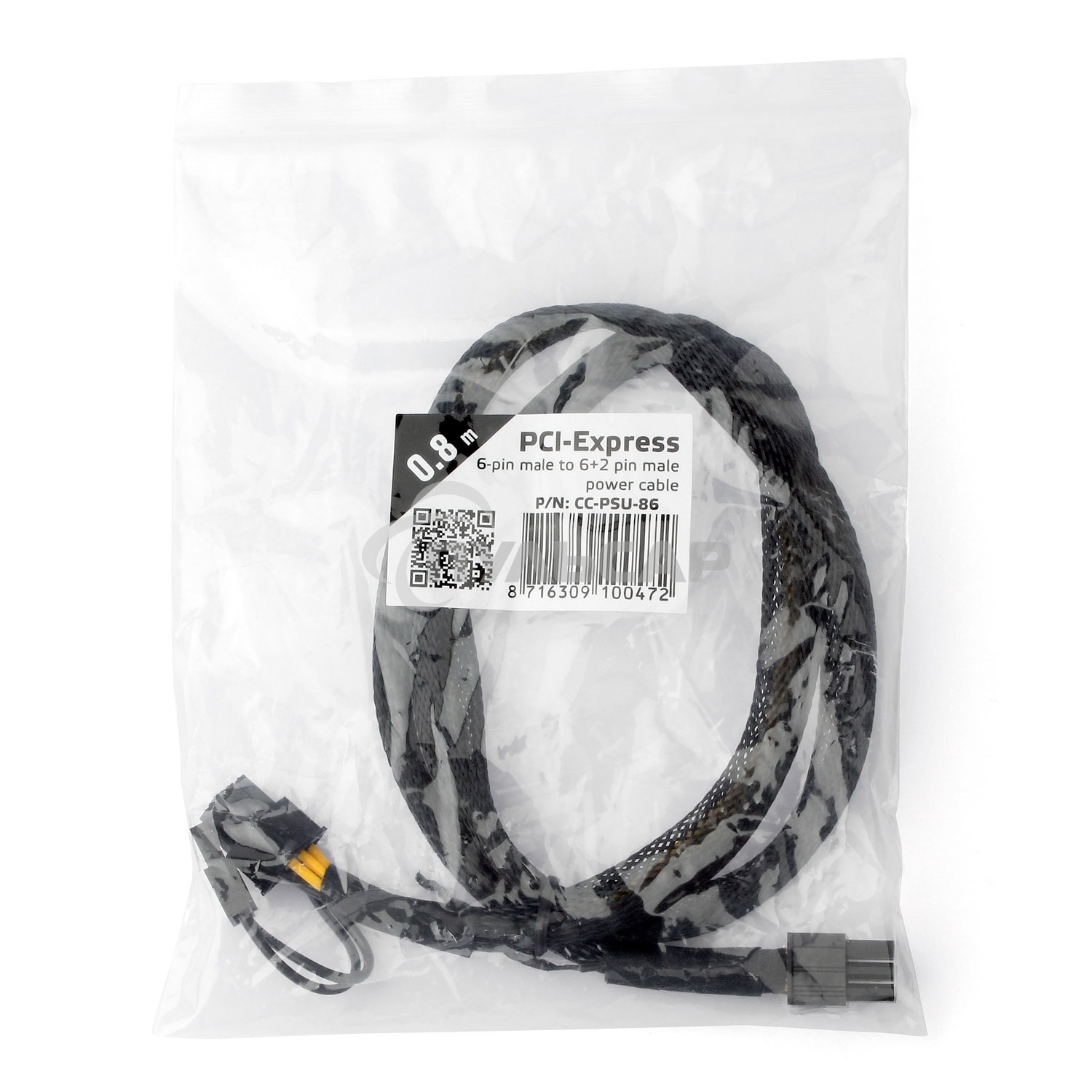 Кабель питания Cablexpert CC-PSU-86 PCI-Express 6-пин на 6+2 пин, 0.8 м