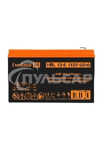 Аккумуляторная батарея ExeGate HRL 12-6 (12V 6Ah 1224W, клеммы F2)