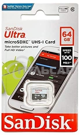 Флеш карта microSD 64Gb SanDisk microSDXC Class 10 Ultra UHS-I 100Mb/s