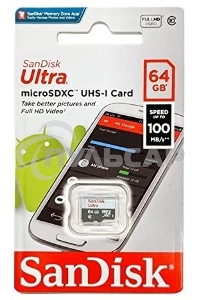 Флеш карта microSD 64Gb SanDisk microSDXC Class 10 Ultra UHS-I 100Mb/s