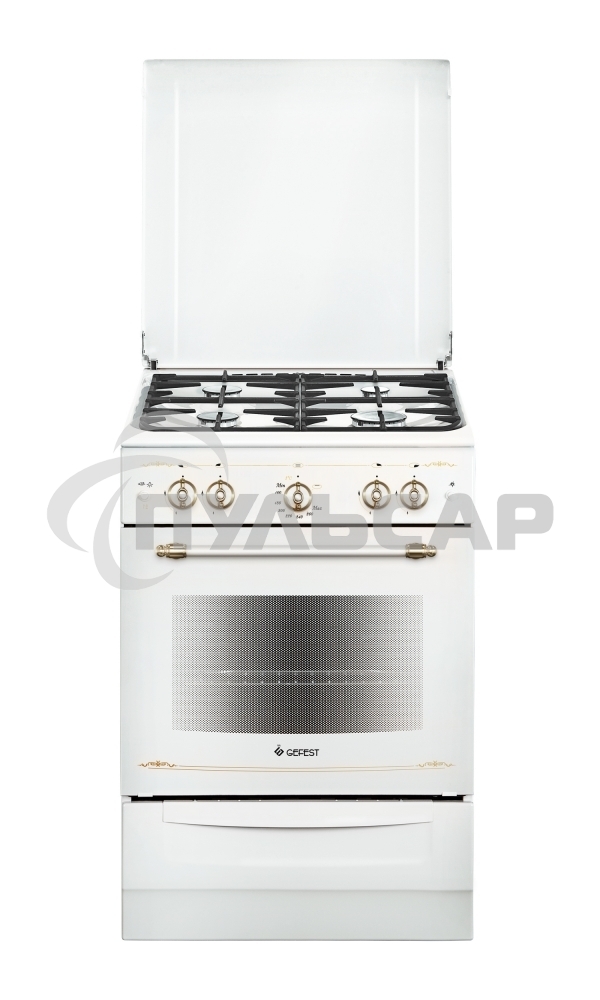 Плита газовая Gefest ПГ 6100-02 0185 белый, конфорок 4 шт, духовка 52 л, 60 см x 85 см x 60 см