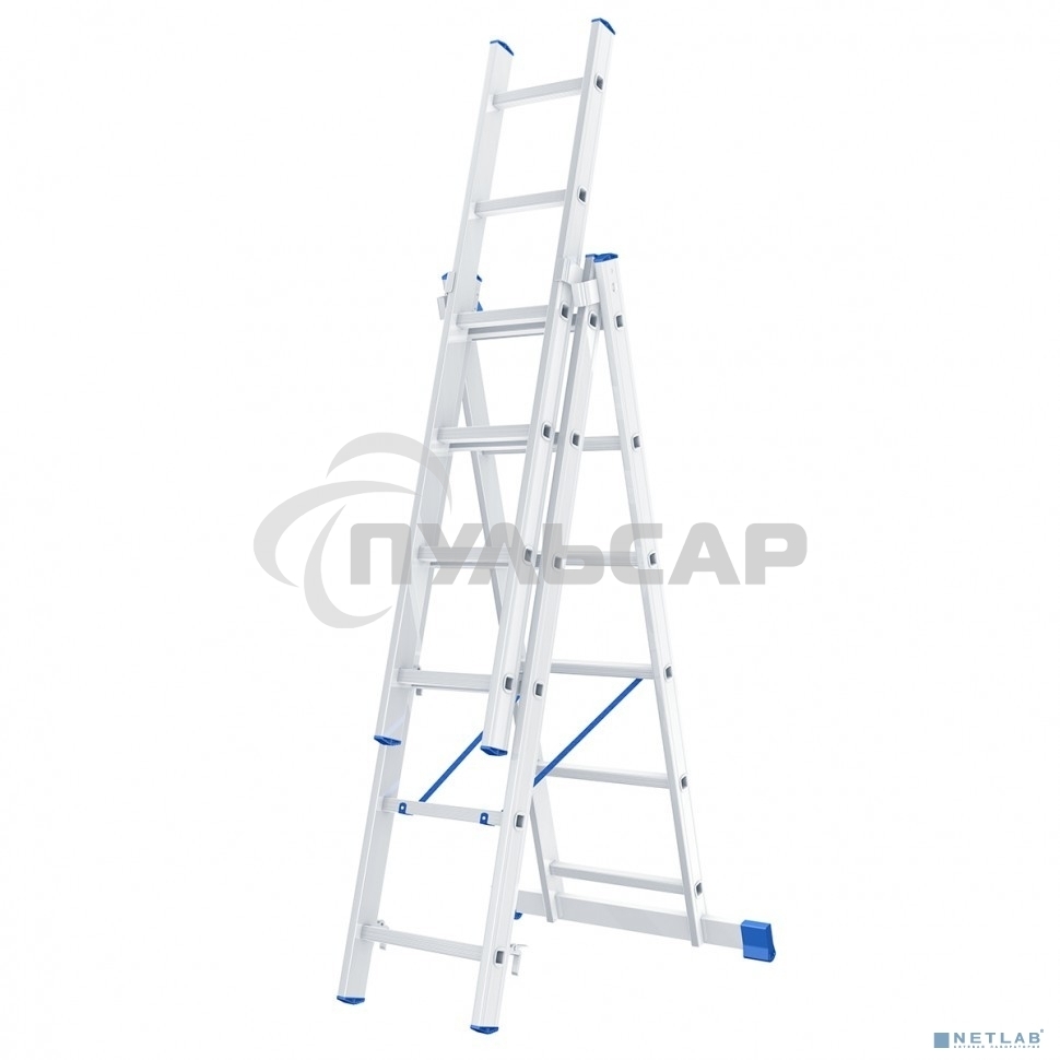 Лестница Сибртех, 3 х 6 ступеней, алюминиевая, трехсекционная, 97816