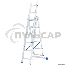 Лестница Сибртех, 3 х 6 ступеней, алюминиевая, трехсекционная, 97816