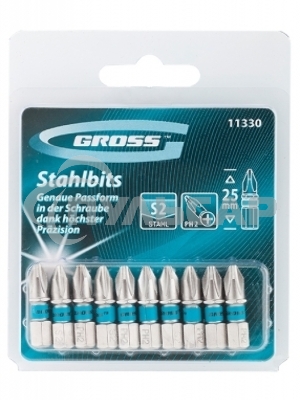 Набор бит GROSS 11330ph2х25 сталь s2 10шт