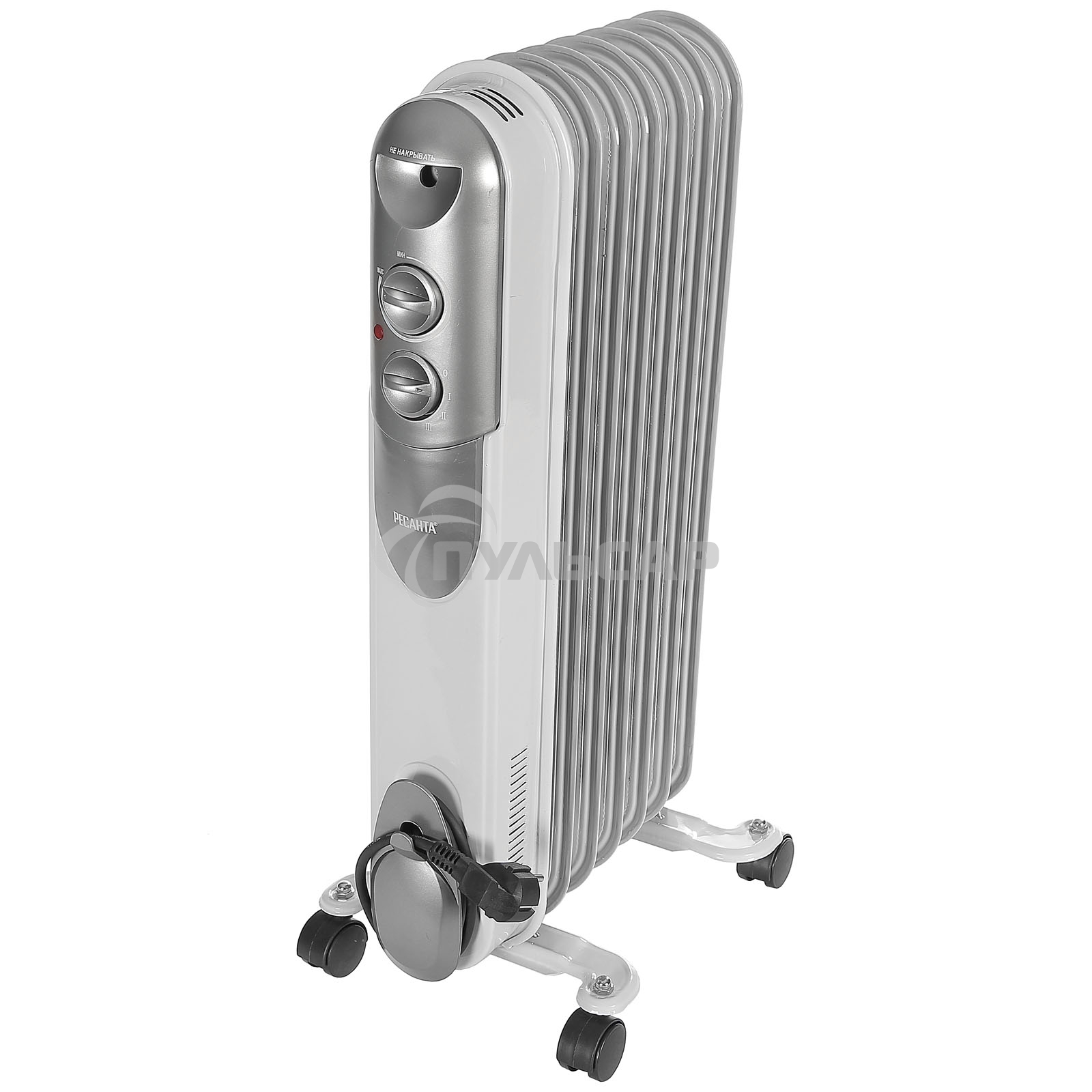 Обогреватель масляный Ресанта ОМПТ-7Н (7 секций) белый, 1500 Вт, 15 м2, термостат 67/3/3