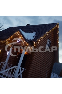 Гирлянда Neon-night Айсикл (бахрома) светодиодный, 4,8 х 0,6 м, прозрачный провод, диоды теплый белый, 176 LED