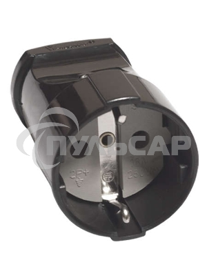 Штепсель с заземл. черный 16А 250В (еврослот) UNIVersal А1020