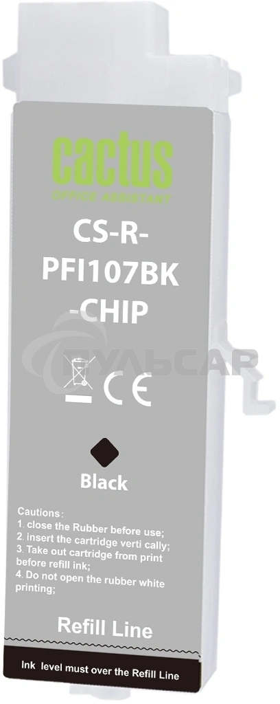 Картридж перезаправляемый струйный Cactus CS-R-PFI107BK-CHIP (260мл) для Canon imageProGRAF iPF670/680/685/770/780/785 с чипом