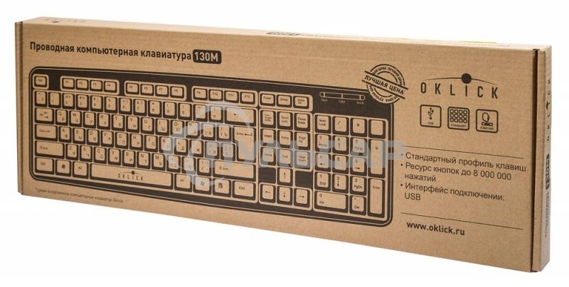 Клавиатура проводная Oklick 130M, USB, черный