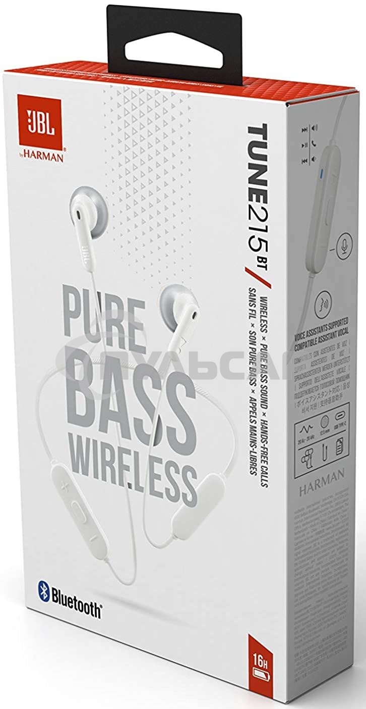 Наушники JBL T215BT вкладыши белый