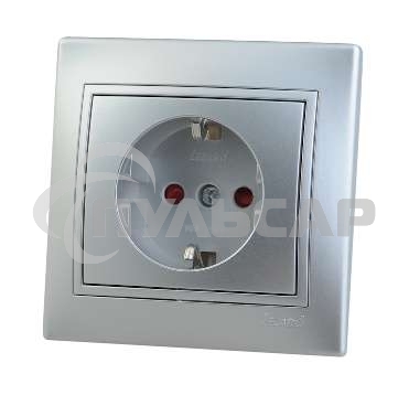 Розетка 1-м СП Мира защ. шторки с заземл. метал. сер. Lezard 701-1010-124