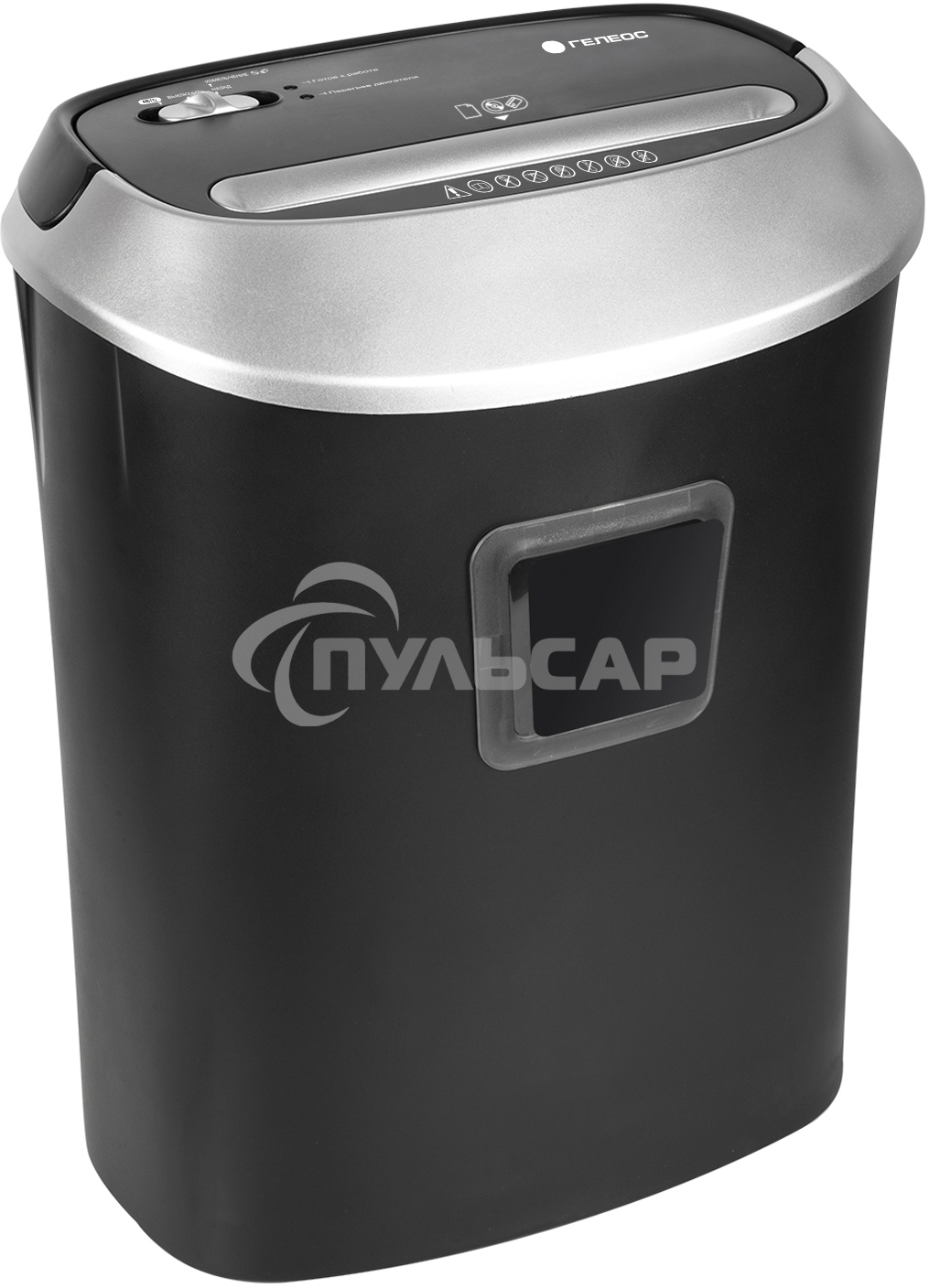 Уничтожитель документов ГЕЛЕОС УМ30-4, DIN P-4 (4 ур-нь секр.), фрагмент 3,8х35мм, 15-17 (70г/м2), CD/пл.карты/скрепки/скобы, 30 литров