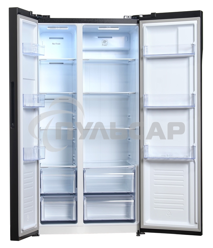 Холодильник Hyundai CS5003F черная сталь двухкамерный Side by Side 331/165л морозилка сбоку