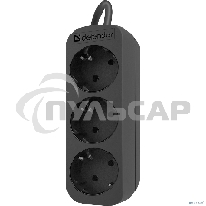 Удлинитель сетевой Defender M350 черный, 5 м, EURO, 3 розетки, 2200 Вт