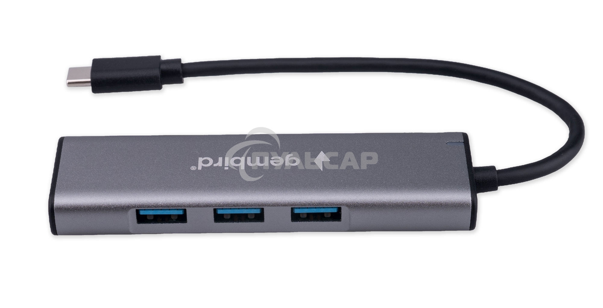 Разветвитель USB3.1 Gembird UHB-U3P7-02, 7хUSB, с доп.питанием (порт Type-C), OTG, кабель Type-C 19см, алюминий, коробка