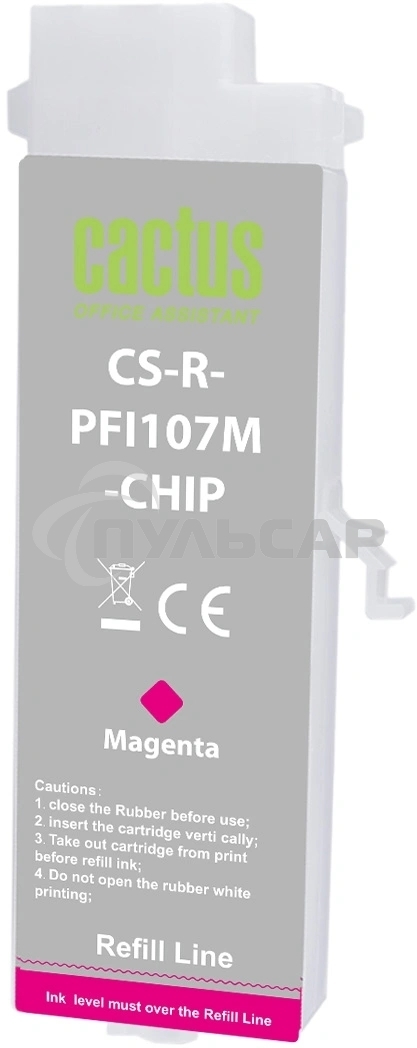 Картридж перезаправляемый струйный Cactus CS-R-PFI107M-CHIP пурпурный для Canon imageProGRAF iPF670/680/685/770/780/785