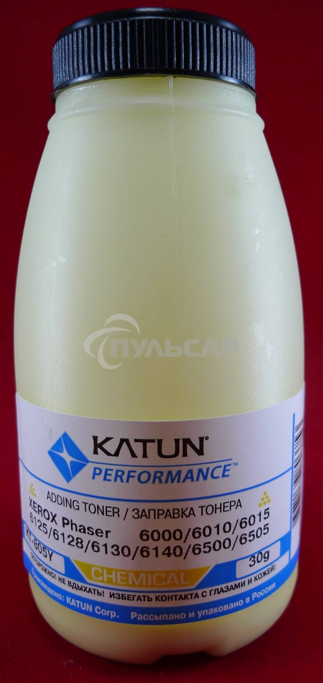 Тонер XEROX Phaser 6000/6010/6015/6125/6128/6130/6140/6500/6505Yellow, химический (фл.30г.) Katun фас. России