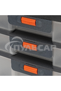 Органайзер для хранения с выдвижными лотками 310х150х260мм, 4 секции, пластик Россия Stels