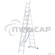 Лестница Сибртех, 3 х 10 ступеней, алюминиевая, трехсекционная, 97820