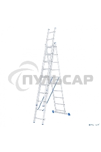 Лестница Сибртех, 3 х 10 ступеней, алюминиевая, трехсекционная, 97820