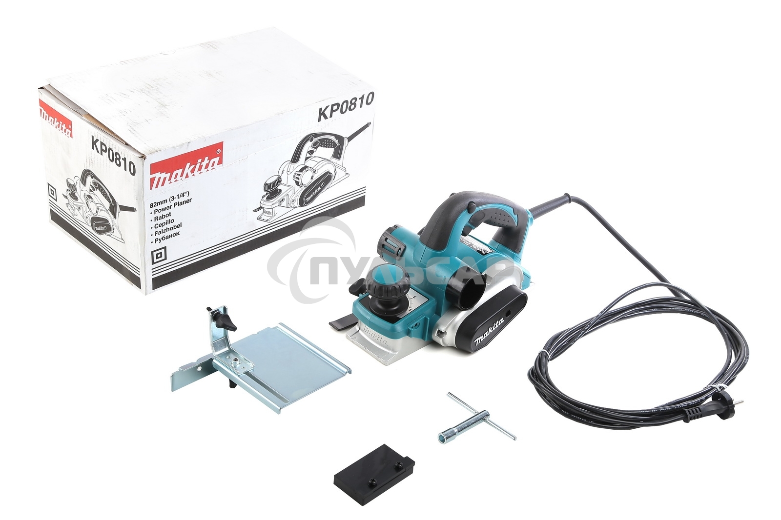 Рубанок Makita KP0810 Рубанок,850Вт,16000об\м,ширина-82мм,глуб-4мм,3.2кг,кор,парал упор