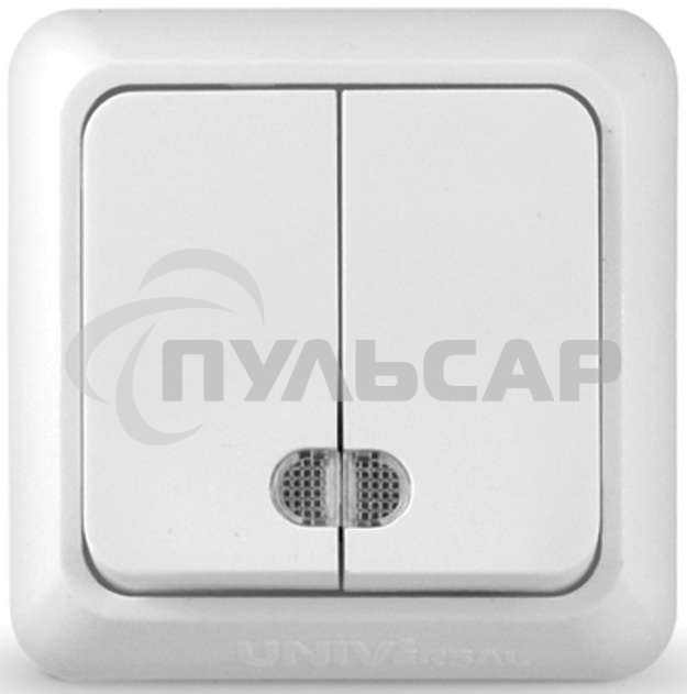 Выключатель 2-кл. ОП Олимп 10А IP20 с индик.белый Universal О0123