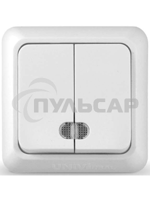 Выключатель 2-кл. ОП Олимп 10А IP20 с индик.белый Universal О0123